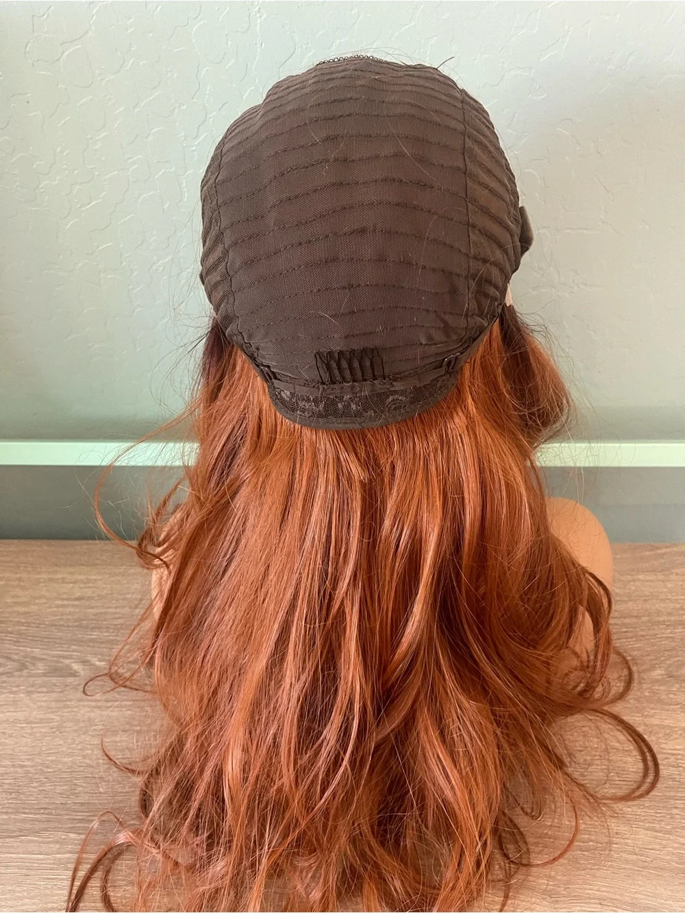 Kome Women's Long Wavy Lace Front synthetic Wig - Copper Red